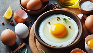 huevo frito y varios huevos alrdedor